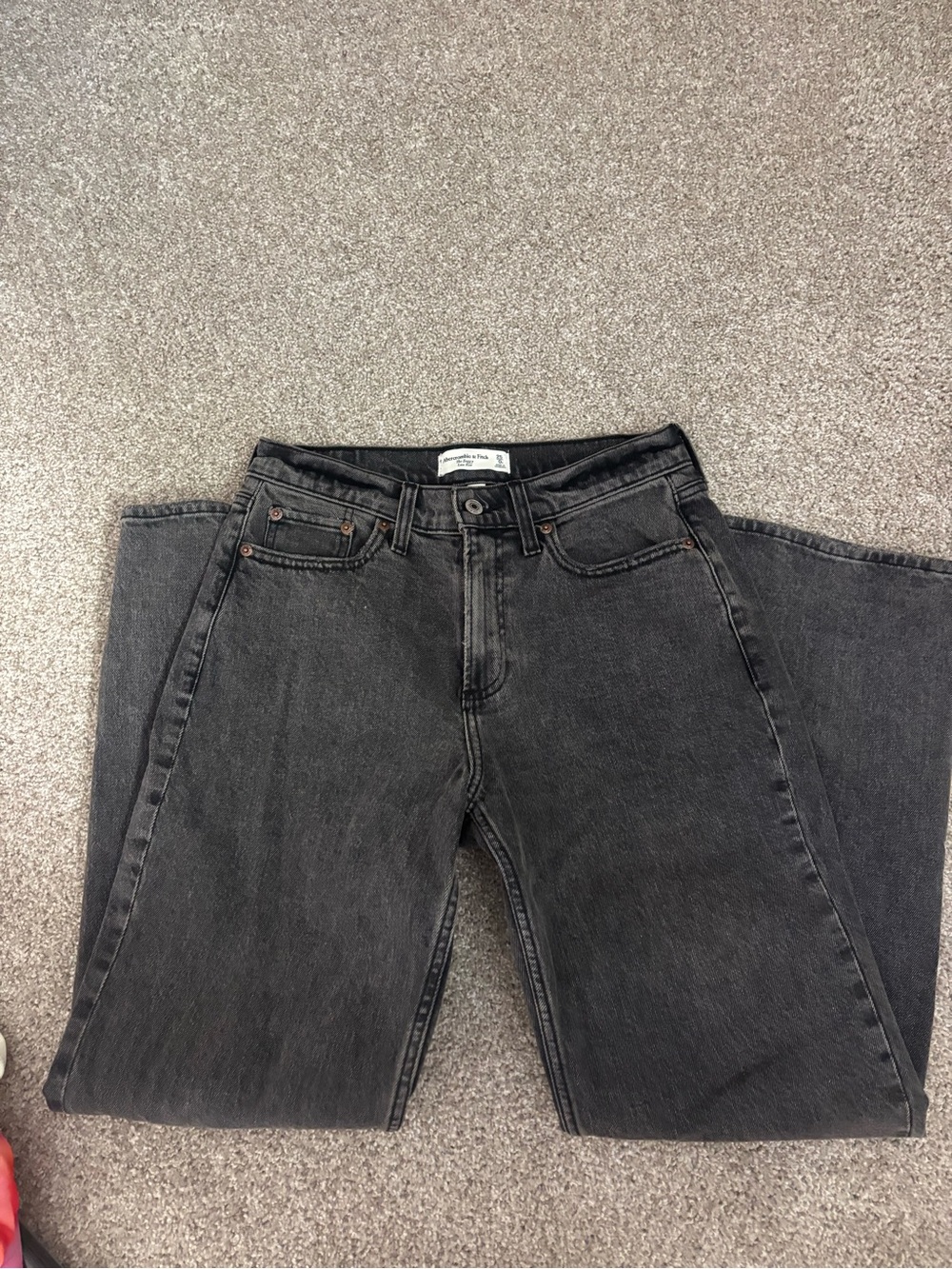 Abercrombie Black High-Rise Straight Leg Jeans